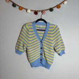 Vox Lux striped short sleeve cardigan sweater